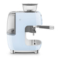 Smeg 50s Style Espresso Machine with Built-in Grinder - 20 Bar, Dual Thermoblock, Pastel Blue - EGF03PBAU
