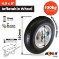 Move It Pneumatic Wheel - 400mm x 8 - Rubber/Steel - 1'' Axle Diameter - SuperSaverAU - view 2