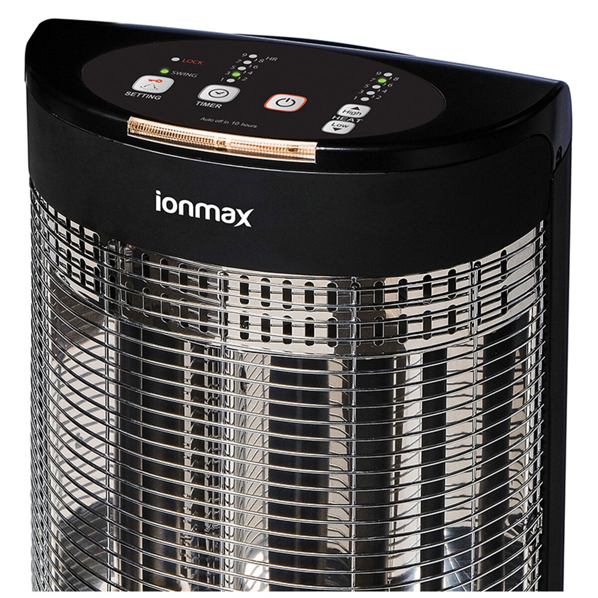 Ionmax Ray Far Infrared 1200W Heater - Black, Auto Swing, Timer up to Nine Hours - ION801