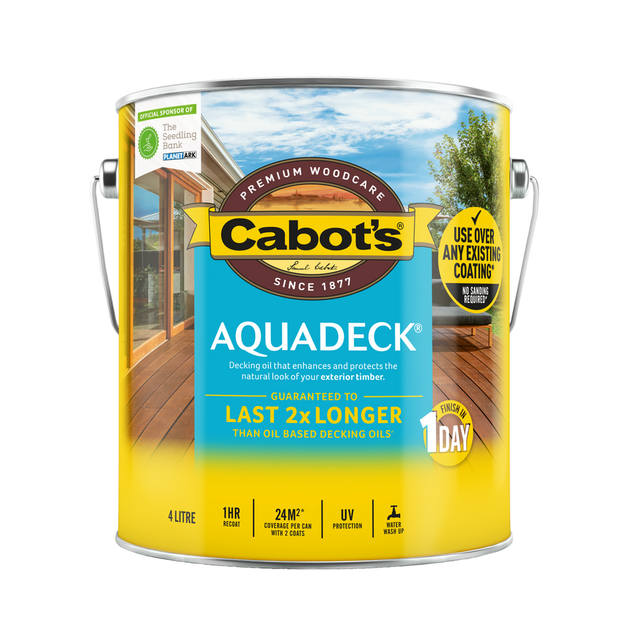 Cabot's 4L Merbau Aquadeck Exterior Decking Oil - Water Based, UV Resistant, Waterproof
