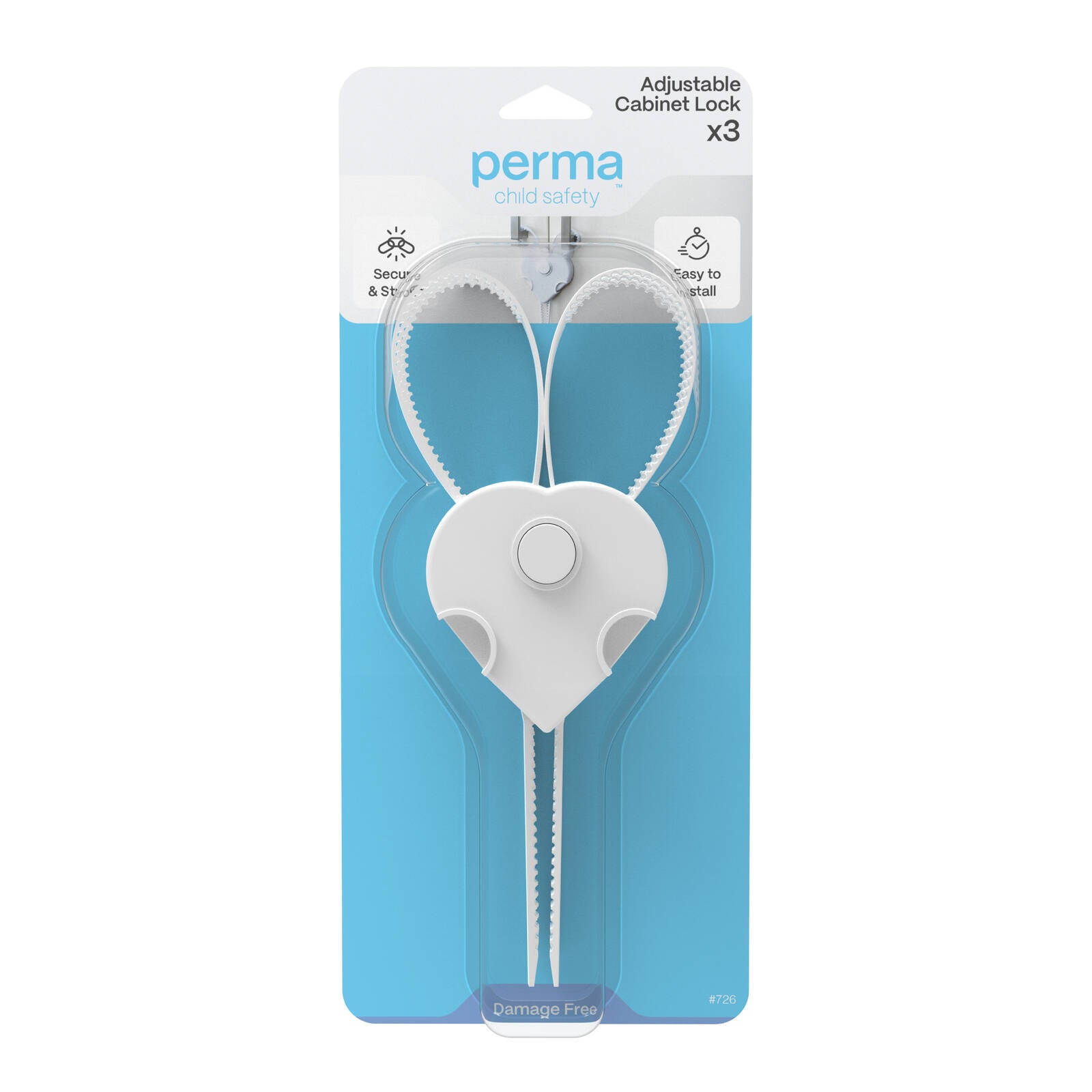 Perma Child Safety Adjustable Cabinet Locks - 3 Pack, White
