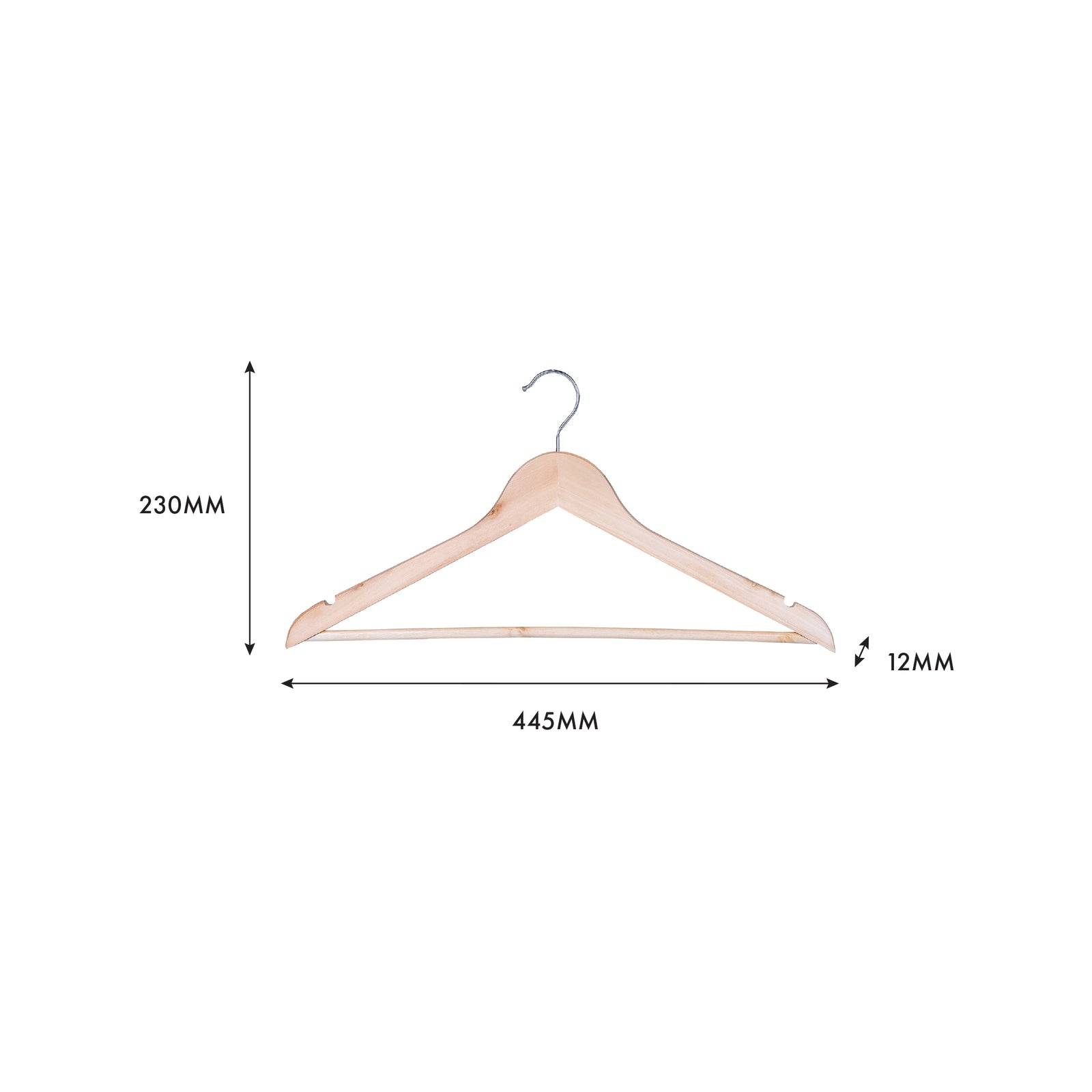 Practa Timber Clothes Hangers with Bar 5 Pack Natural Wood