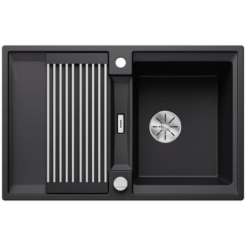 Blanco Adira 45S Silgranit single bowl sink with drainer - Black, reversible, multifunction grid - 528129