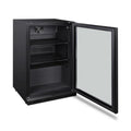 Husky 122L single door homebar drinks chiller - black, textured interior, chrome shelves - C1HHMBBKAU