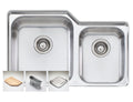 Oliveri Nu-Petite 1 and 3/4 bowl undermount sink - polished 304 grade stainless steel, seam welded - NP62U