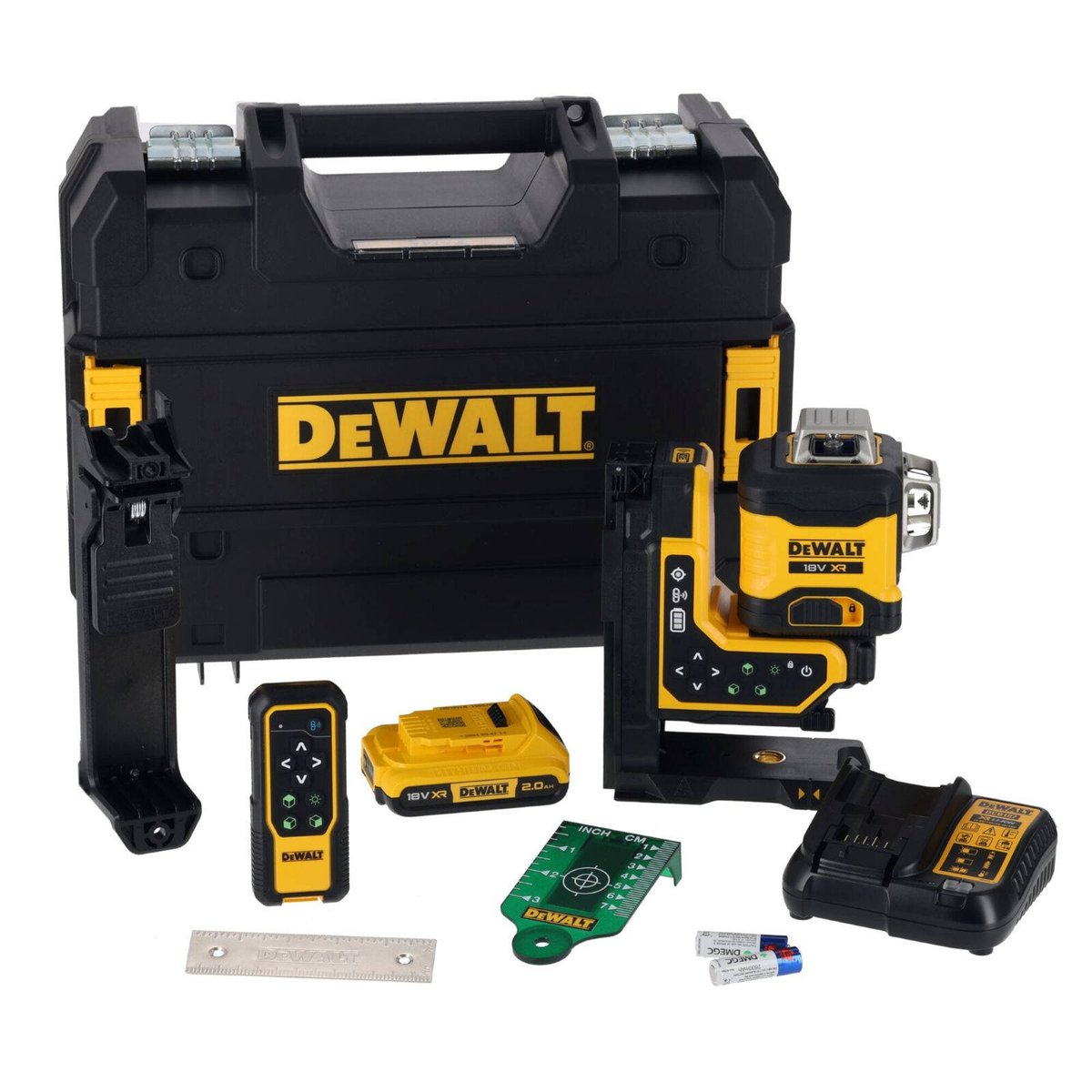 DEWALT 18V XR 3x360 Remote Control Green Beam Laser 350mm x 180mm - Precision Layout Tool