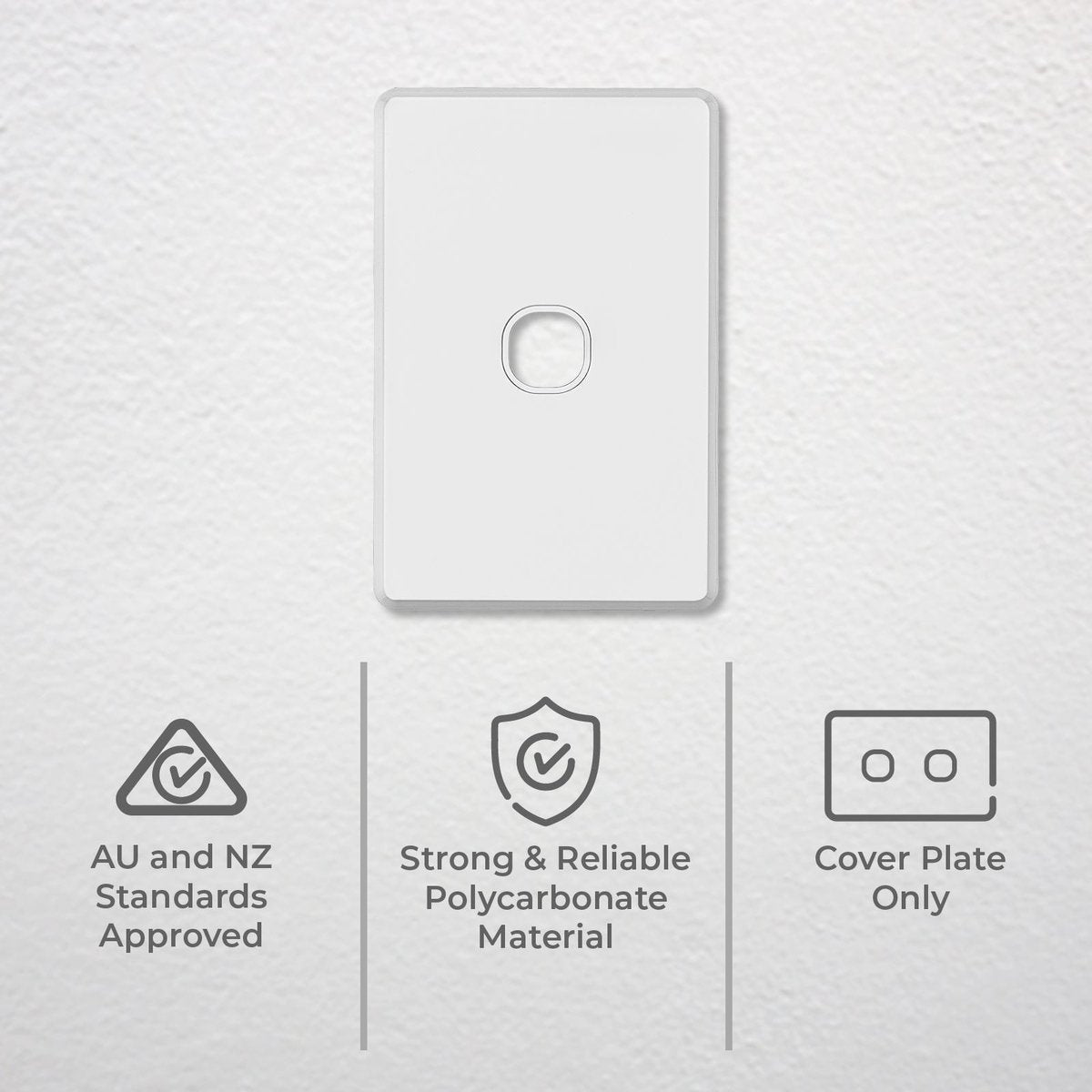 Deta White S Line Series 1 Aperture Wall Plate - Single Gang - 73mm x 113mm - Slim Design - SuperSaverAU - view 2