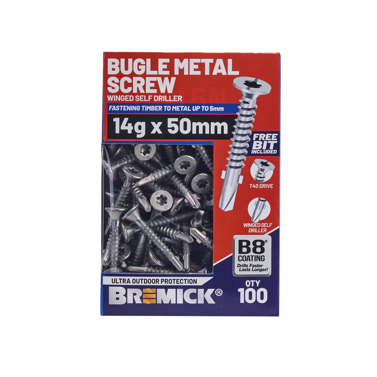 Bremick Metal Bugle Screw 14g x 50mm T40 B8 - Box of 100 - Corrosion Resistant - SuperSaverAU - view 2