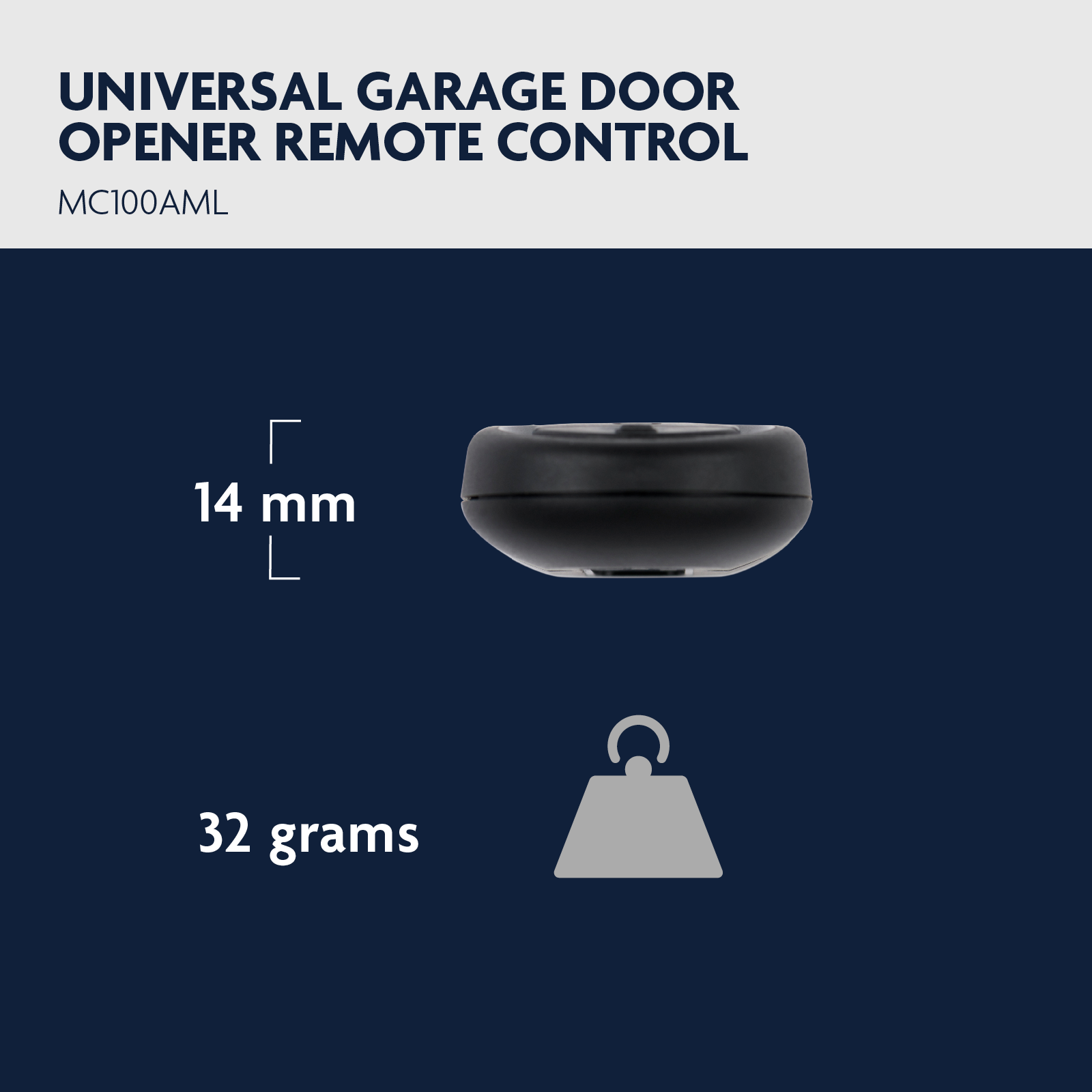 Chamberlain Universal Two Button Key Ring Garage Door Remote MC100AML, Illuminated