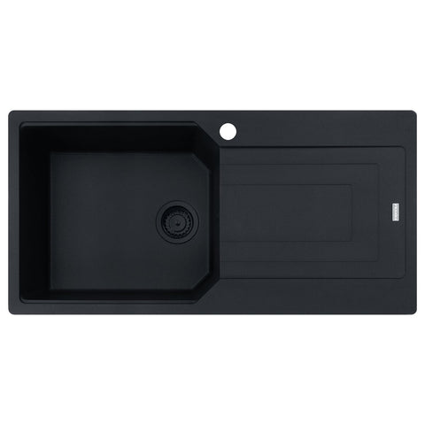 Franke Urban 1000mm topmount sink with right hand drainer - Black Fragranite, 43L bowl - UBG611-100MBRHD