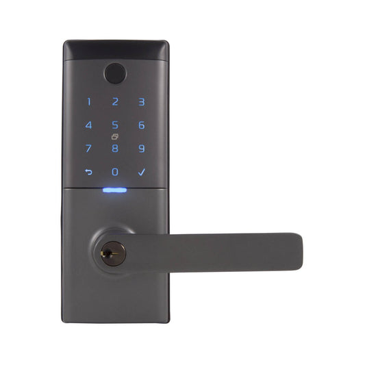 Gainsborough Mode Smart Entrance Lever Lock - Graphite - RFID, Fingerprint, Keypad - 115mm x 230mm x 52mm