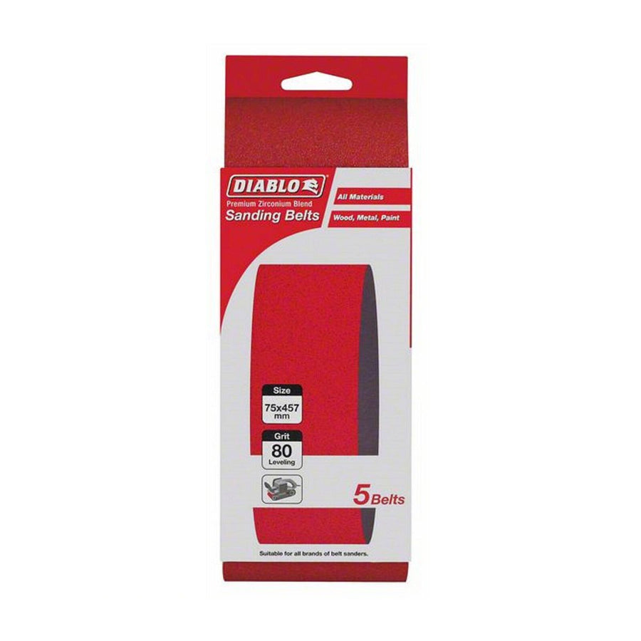 Diablo 75 x 457mm 120 Grit Abrasive Belt 5 Pack - Red - SuperSaverAU - view 1