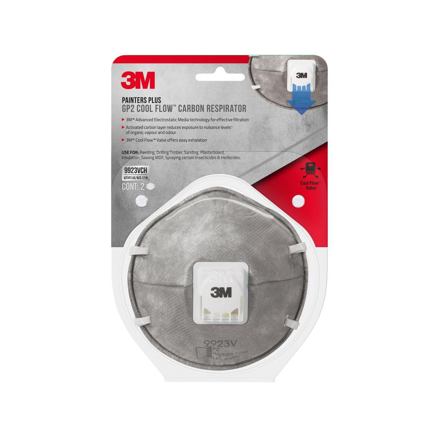 3M Disposable Painters Plus Respirator 2 Pack - P2 Filtration - 159mm x 82mm x 171mm - SuperSaverAU - view 1