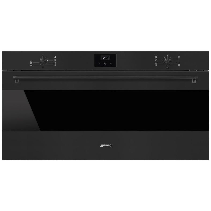 Smeg 90cm Classic reduced height built-in oven - 85L, matte black, Vapour Clean, Thermoseal - SFRA9300TN