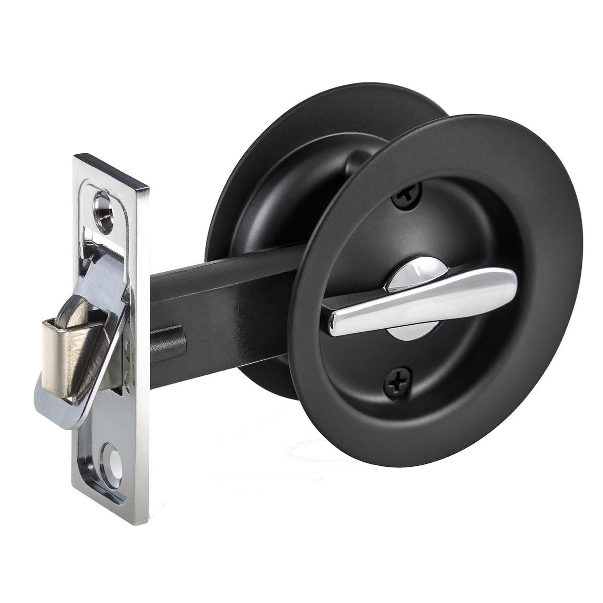 Gainsborough Circular Privacy Sliding Door Set - 70mm - Matt Black - Lockable - SuperSaverAU - view 1