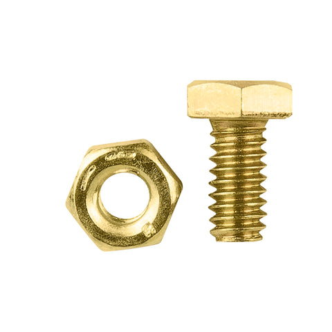 Pinnacle 1/4" x 1/2" Yellow Zinc Imperial Hex Bolt and Nut - 10 Pack