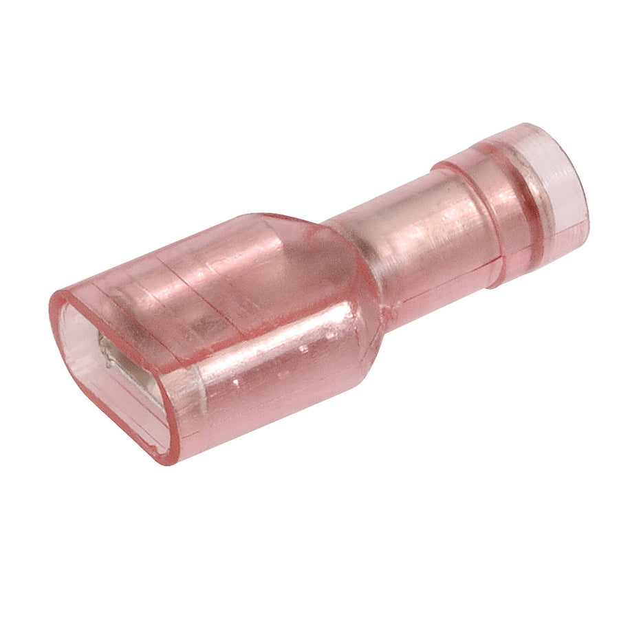Narva 2.5-3mm Red Double Crimped Transparent Polycarbonate Fully Insulated Female Blade Terminals, 6.3 x 0.8mm, 10 Pack