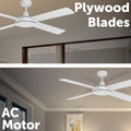 Mercator Grange Ceiling Fan - 130cm White - Plywood - Quiet Operation - SuperSaverAU - view 3