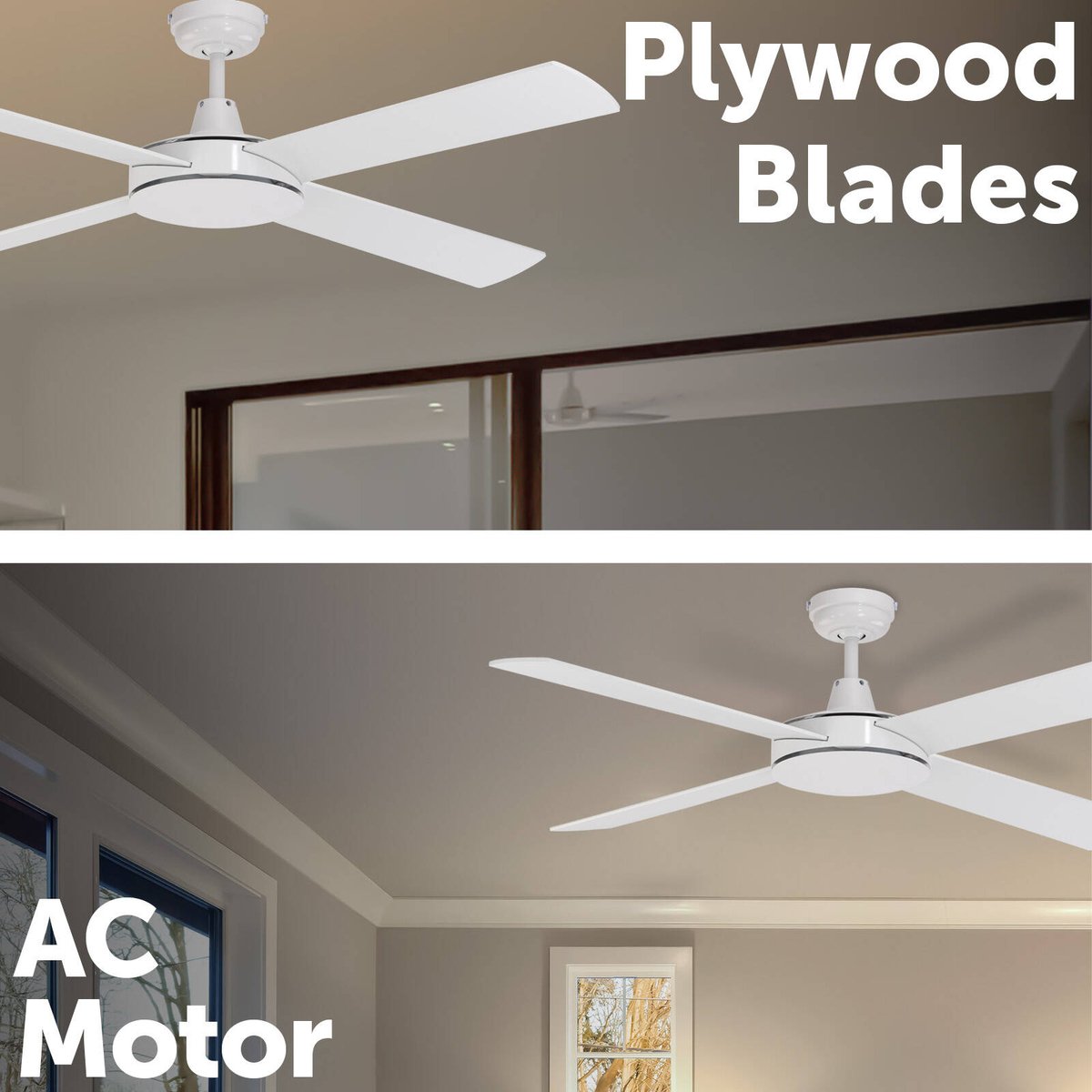 Mercator Grange Ceiling Fan - 130cm White - Plywood - Quiet Operation - SuperSaverAU - view 3