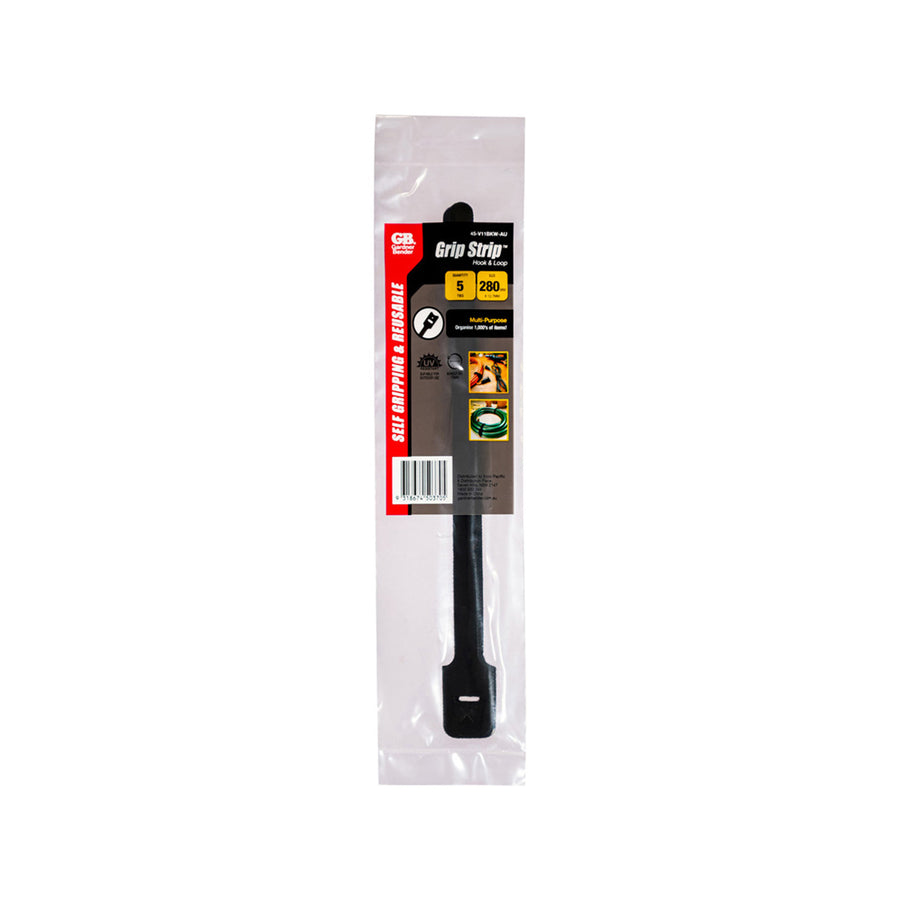 Gardner Bender 280mm Black Hook & Loop Reusable Cable Ties 5 Pack