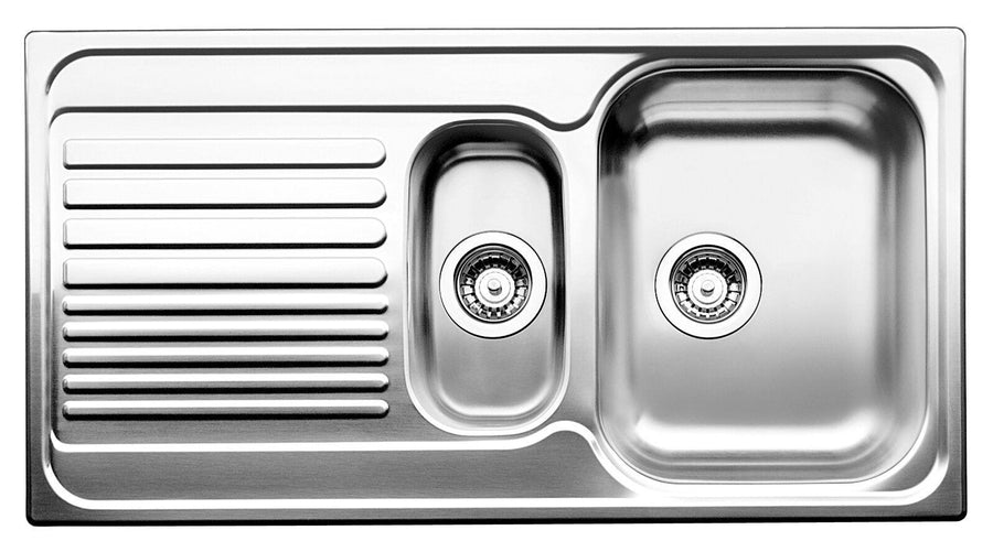 Blanco 1 and 1/4 Bowl Inset Sink - Right Hand Drainer, 22L Main Bowl, Made in Germany - BTIPO6SRK5