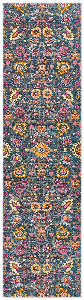 Rug Culture Babylon Medium Blue Runner Rug 300X80CM - Power Loomed Polypropylene - BLN-210-BLUE-300X80
