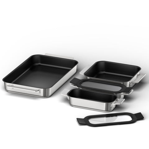 Bosch Pro Induction Flex Pan Set - Four Pans in Stainless Steel for FlexInduction - HEZ9FF040