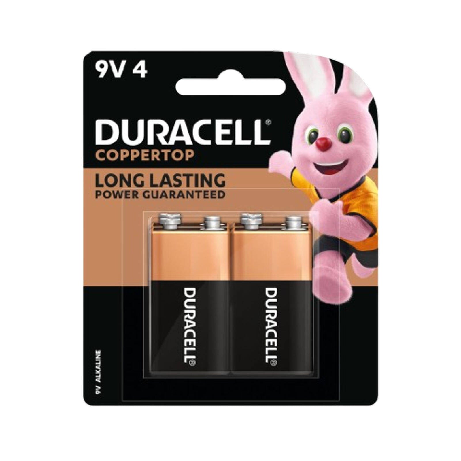 Duracell Coppertop 9V Alkaline Batteries, 4 Pack
