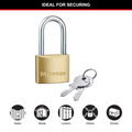 Master Lock 40mm Long Shackle Padlock, Solid Brass, Hardened Steel, 38mm Clearance