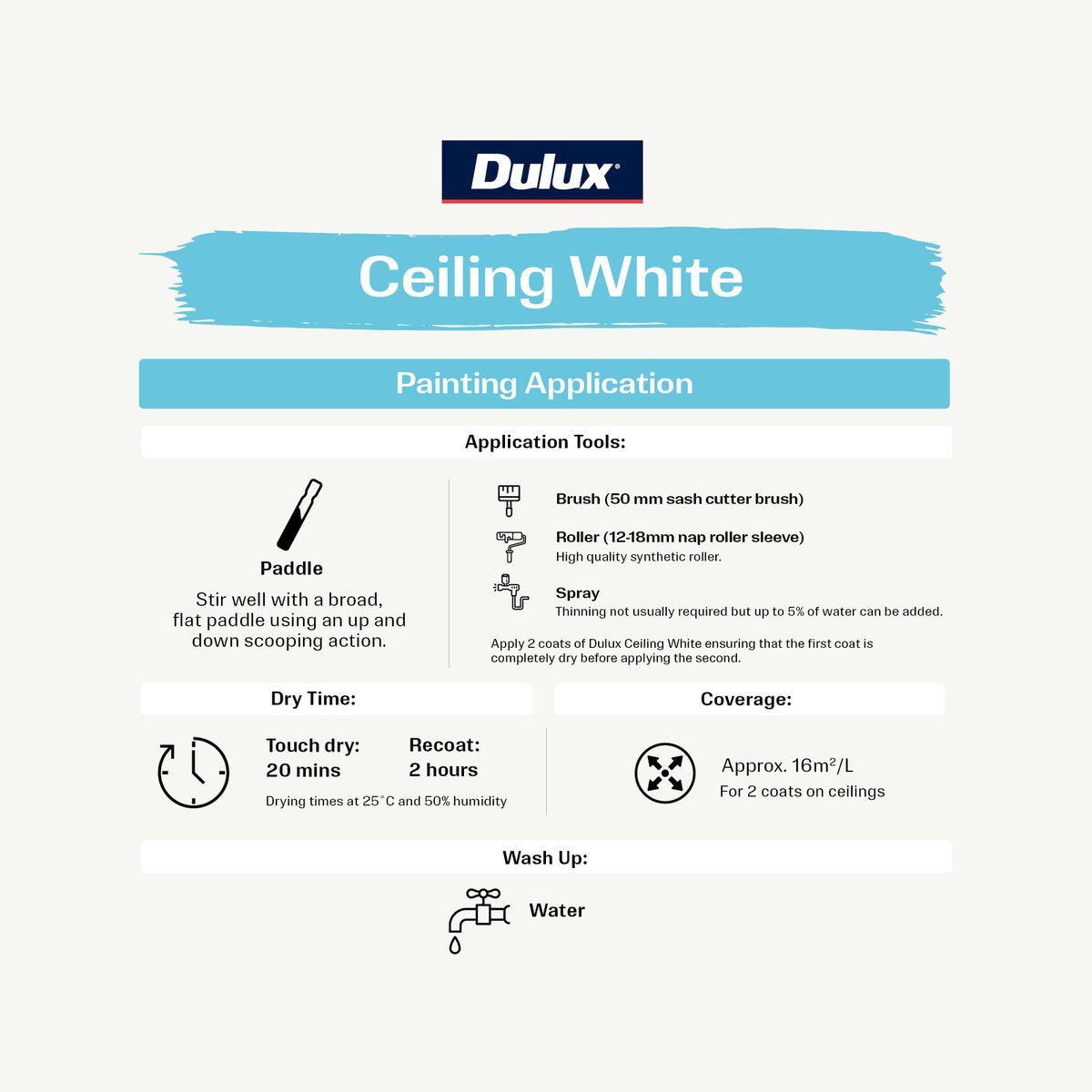 Dulux White Flat Ceiling Paint - 2L Water-Based - Easy Application - Low VOC - SuperSaverAU - view 3