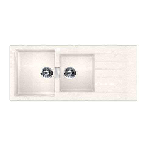 Abey Schock Signus 1 and 3/4 Bowl Topmount Sink with Right Hand Drainer - White Polaris Cristadur - D200WL