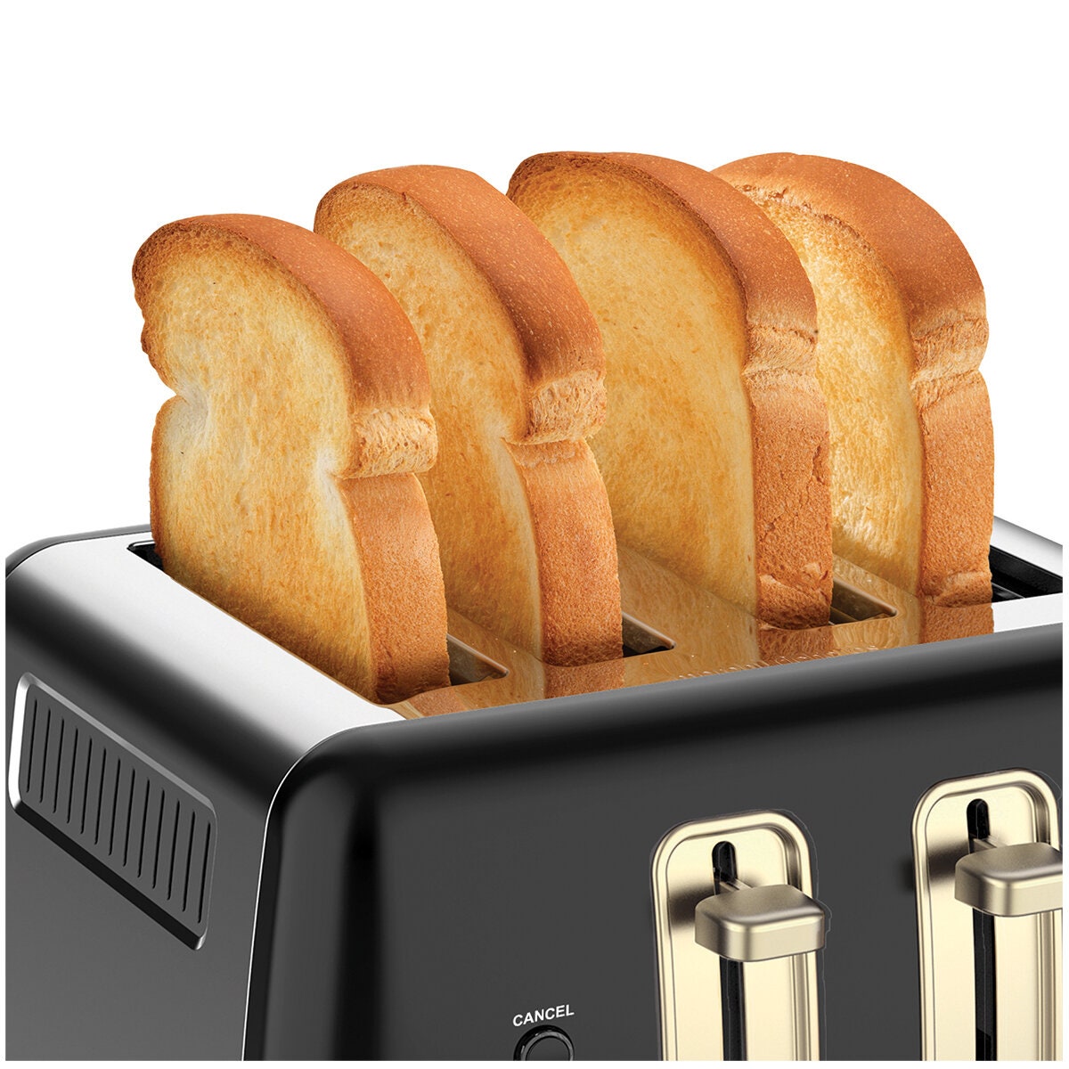 Morphy Richards Ascend Soft Gold 4 Slice Toaster - Black with Gold Accents, Variable Browning - MRSGT4B