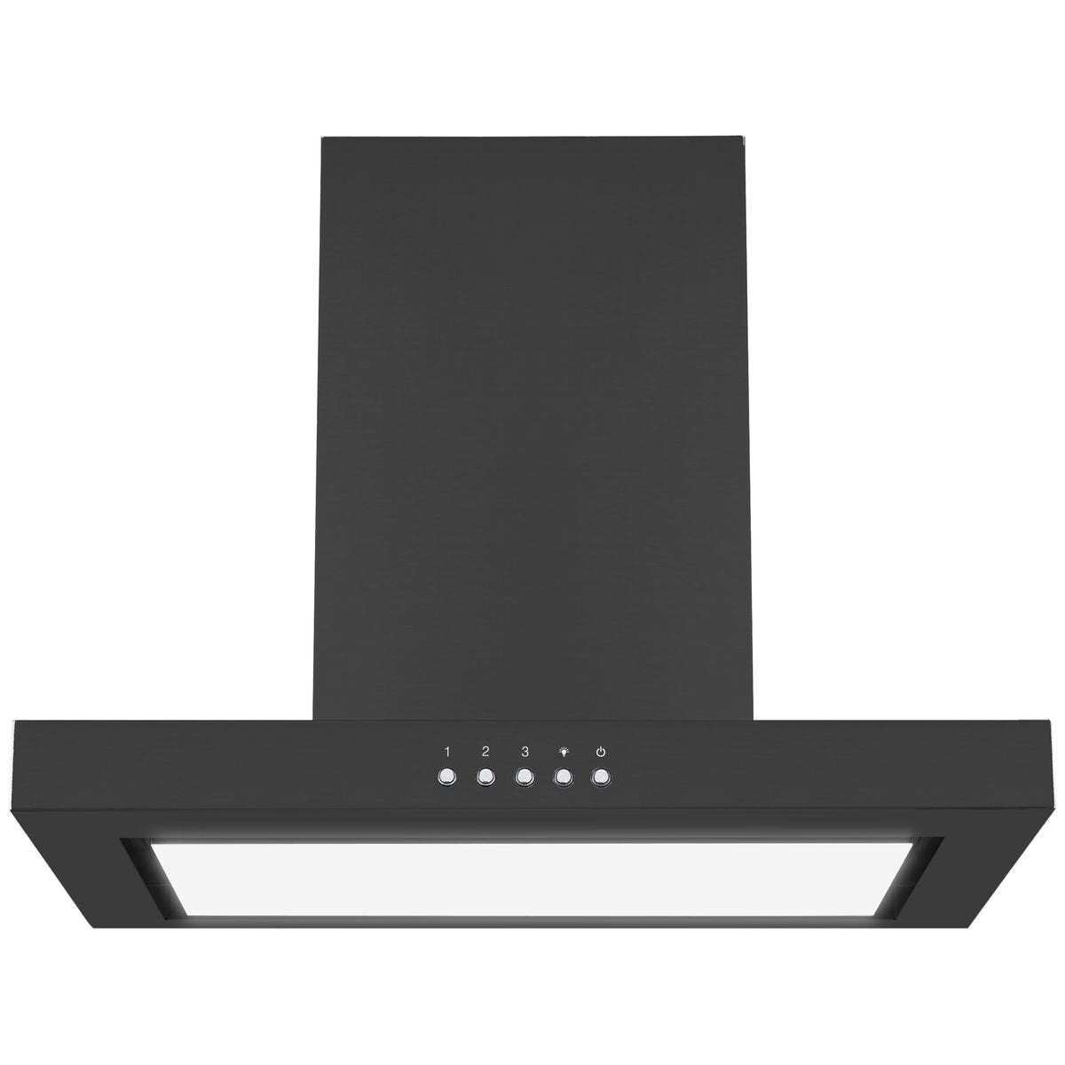 Omega 60cm Wall Canopy Rangehood - Matt Black - 3 Fan Speeds - 18W LED Light - ORC60MB