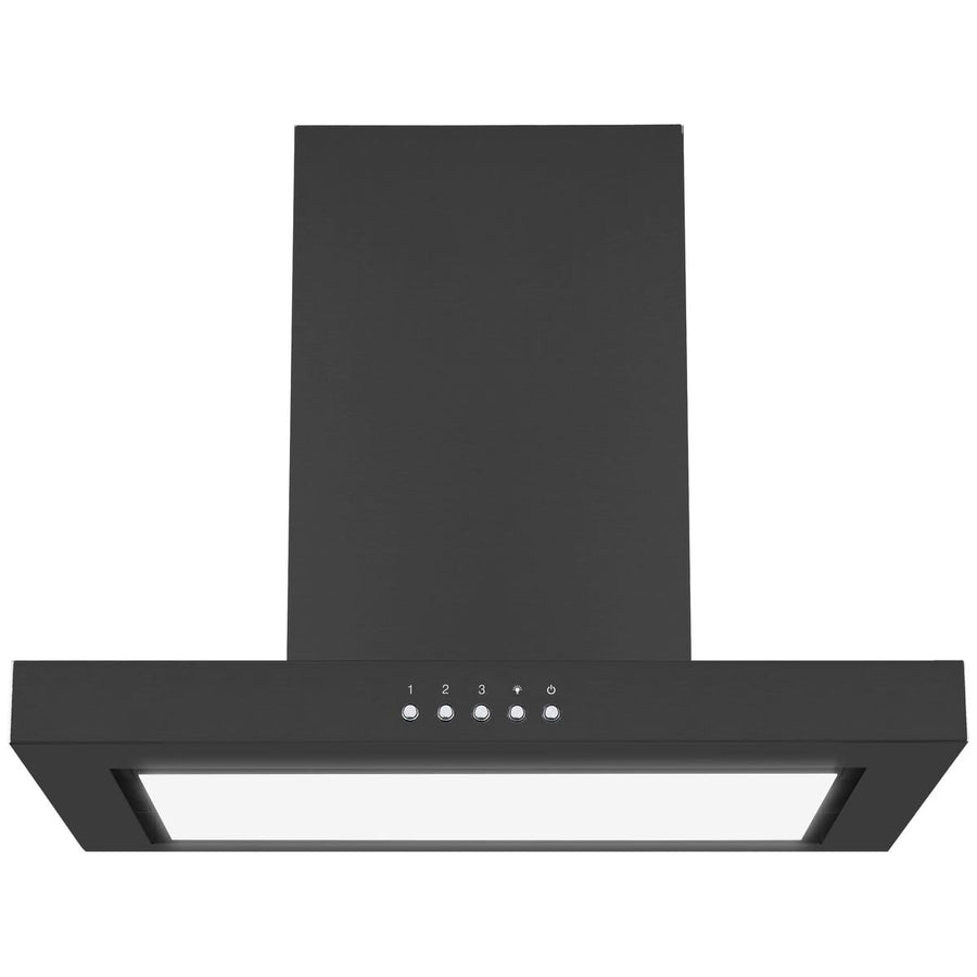 Omega 60cm Wall Canopy Rangehood - Matt Black - 3 Fan Speeds - 18W LED Light - ORC60MB