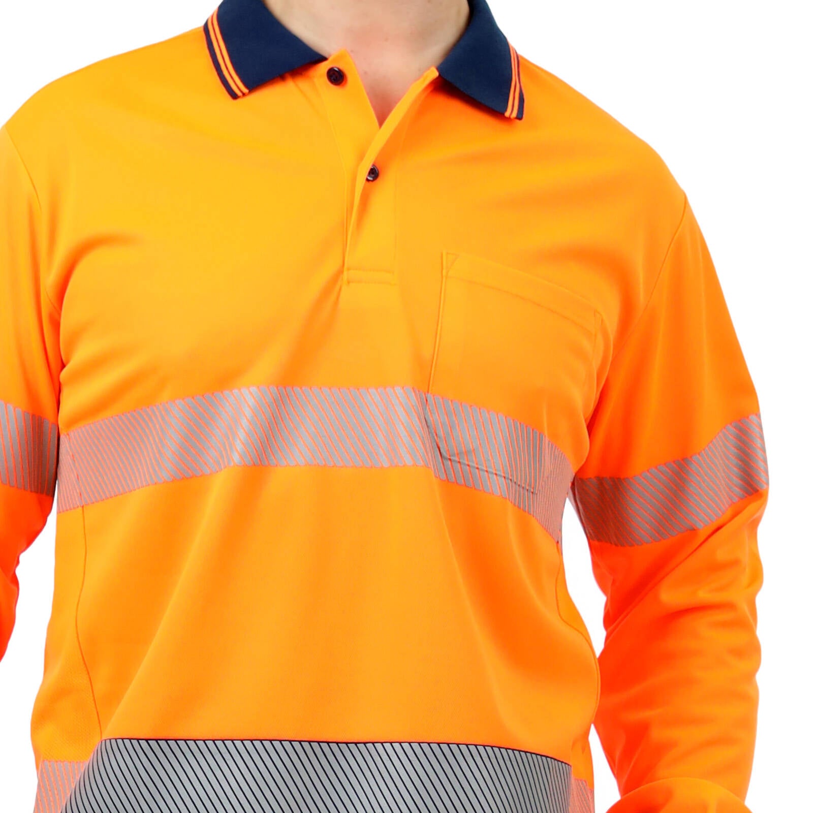 Citeco Men's Orange Hi Vis Long Sleeve Polo Reflective - Medium