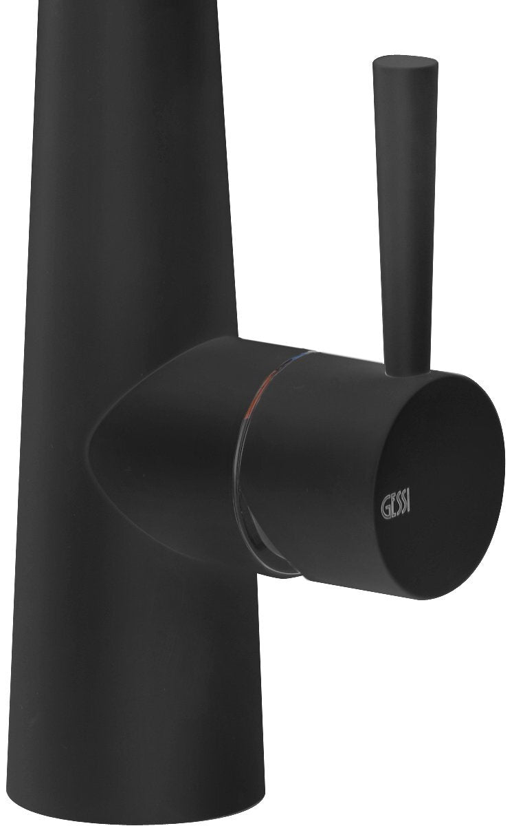 Gessi Gooseneck Pull Out Kitchen Mixer Tap - Black, Single Jet Spray, 5 Star WELS - 20577B
