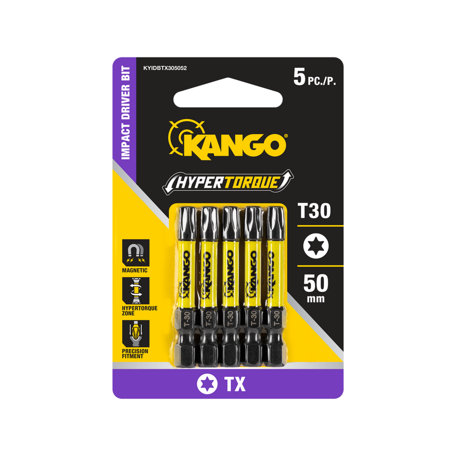 Kango Impact Driver Bit - TX30 - 50mm - 5 Pack - High Torque - Magnetic Tip - SuperSaverAU - view 1