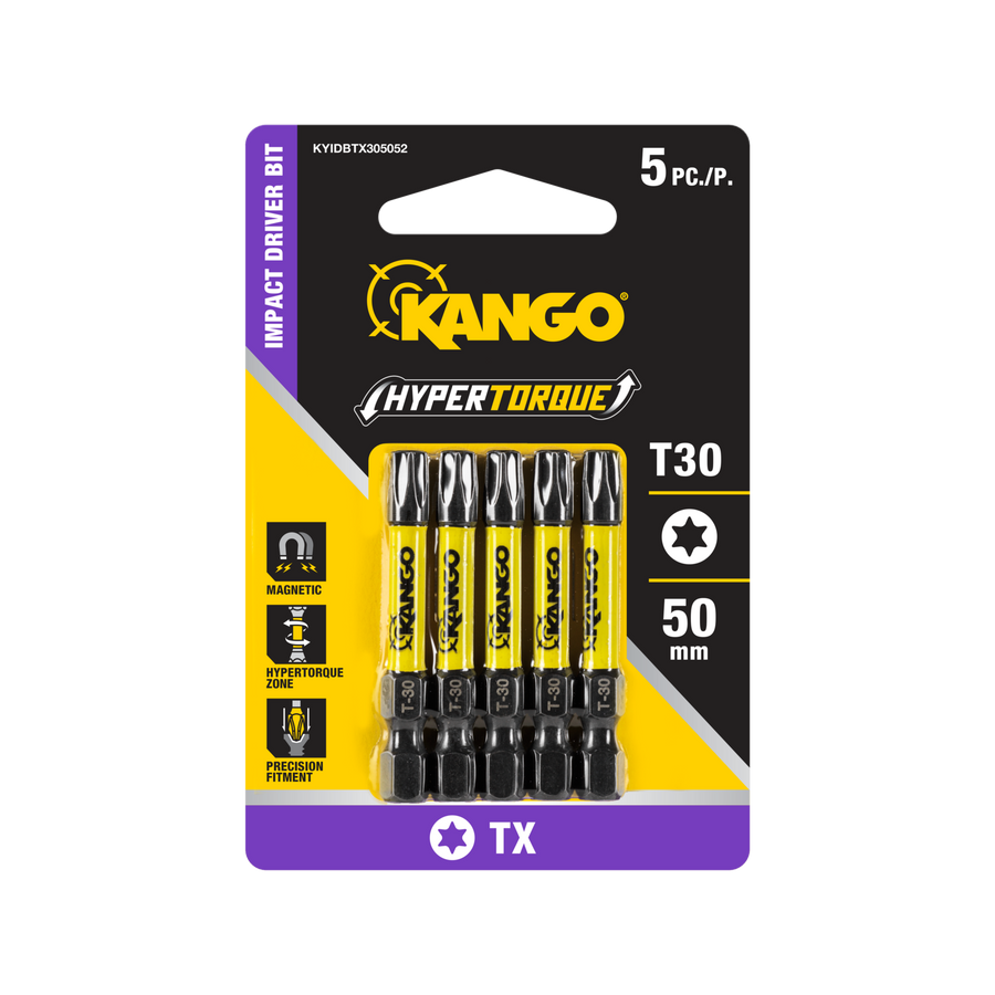 Kango HyperTorque TX30 50mm Impact Driver Bit - 5 Pack, Magnetic Tip