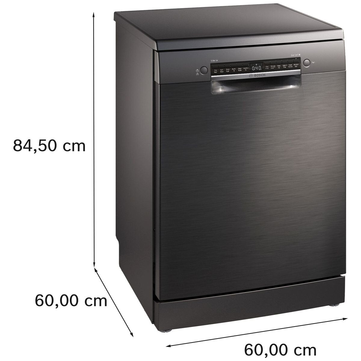 Bosch Series 4 60cm Freestanding Dishwasher - 14 Place Settings, Black Inox, VarioDrawer - SMS4HVB01A