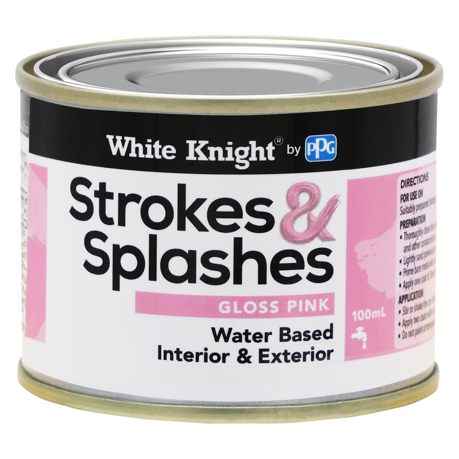 White Knight Pink Gloss Strokes and Splashes Paint 100ml Water Based - SuperSaverAU - view 1