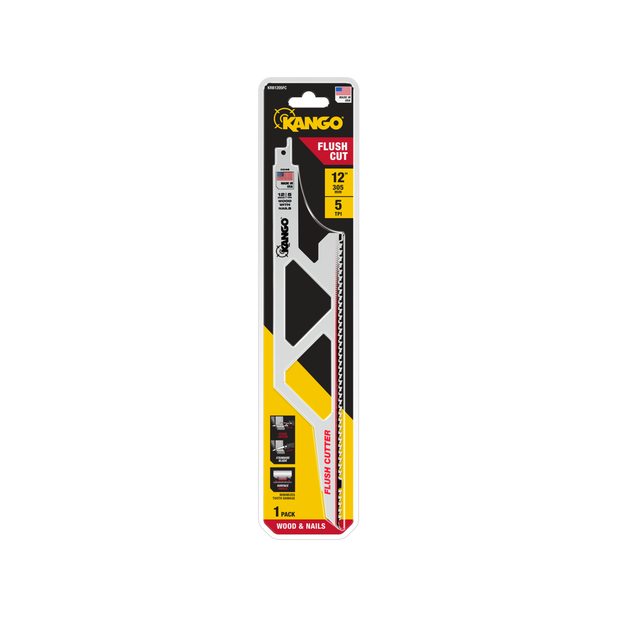 Kango 305mm 5tpi Flush Cut Wood Recip Saw Blade - Yellow - SuperSaverAU - view 1
