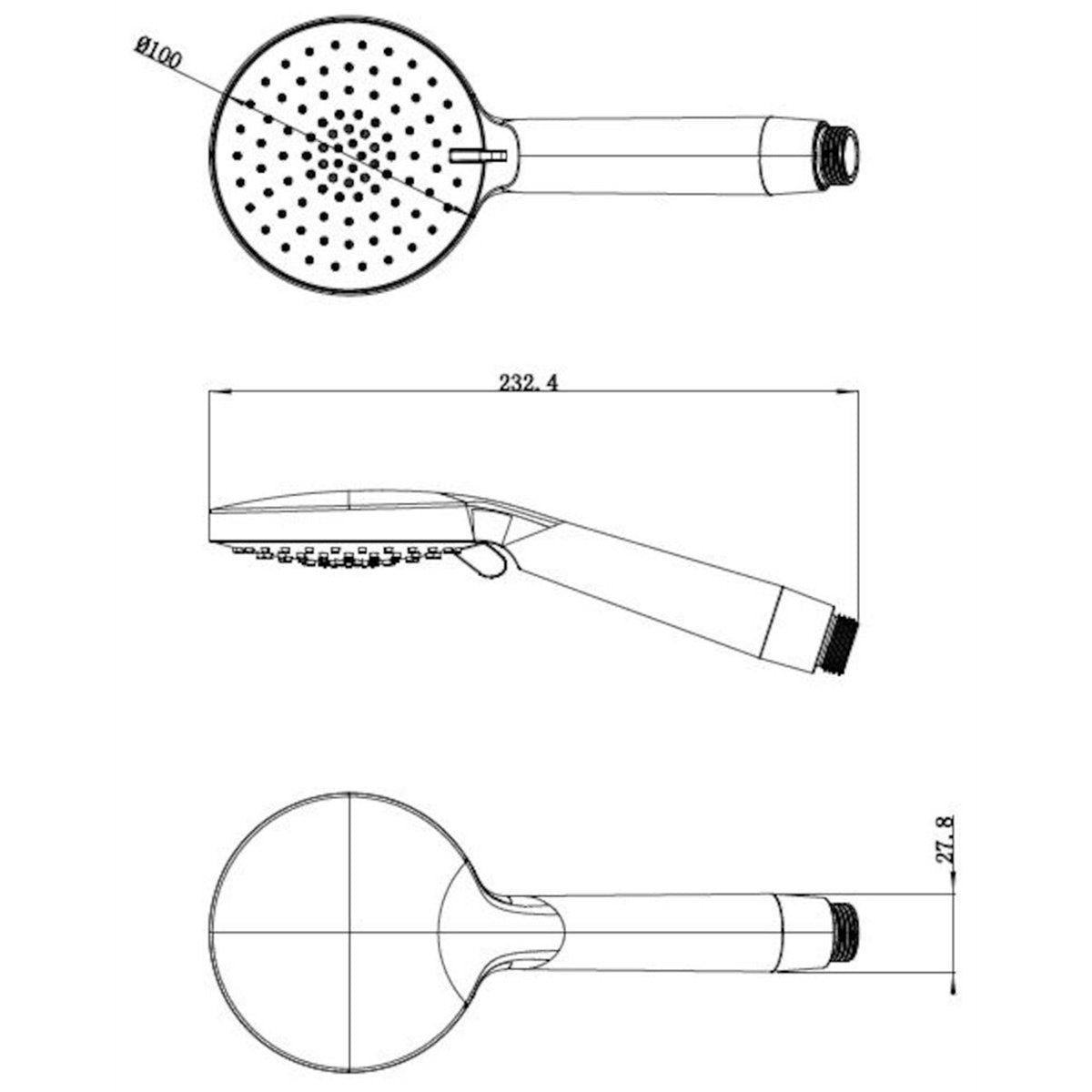 Flexispray Hand Shower - 100mm - Brass - 3 Spray Functions - SuperSaverAU - view 2