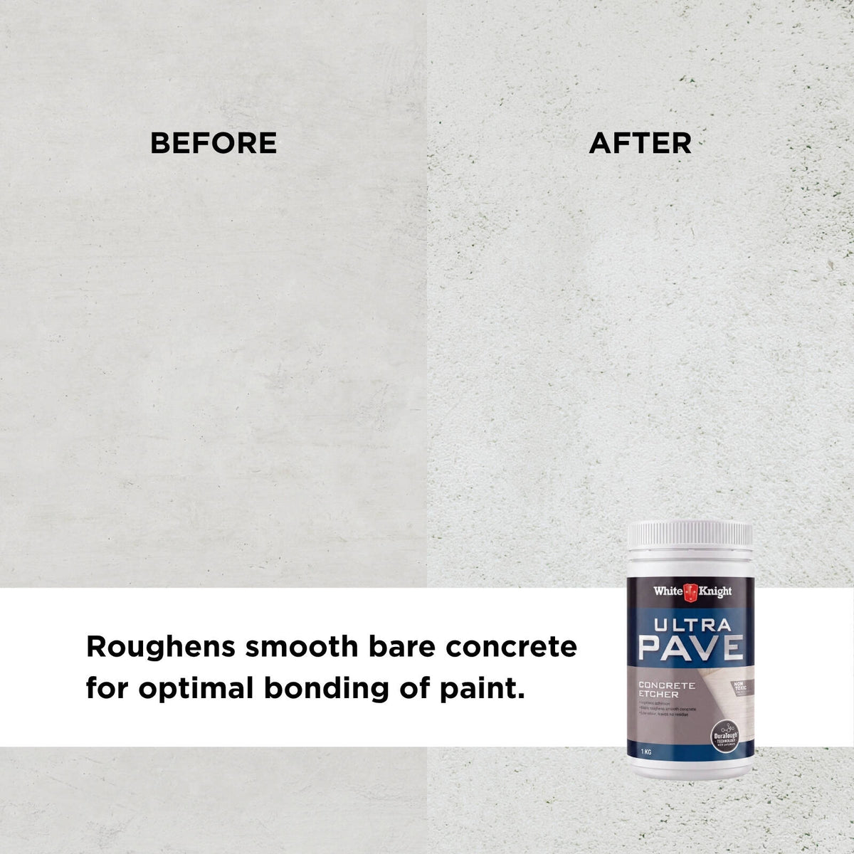 White Knight Ultra Pave 1kg Concrete Etcher - Surface Prep for Paving & Concrete Paint, 40m2/L