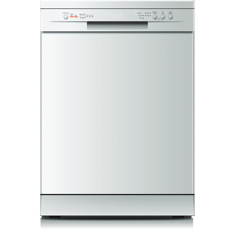 Emilia 60cm Freestanding Dishwasher - 12 Place Settings, Stainless Steel, Half Load, Delay Start - EDW65SS