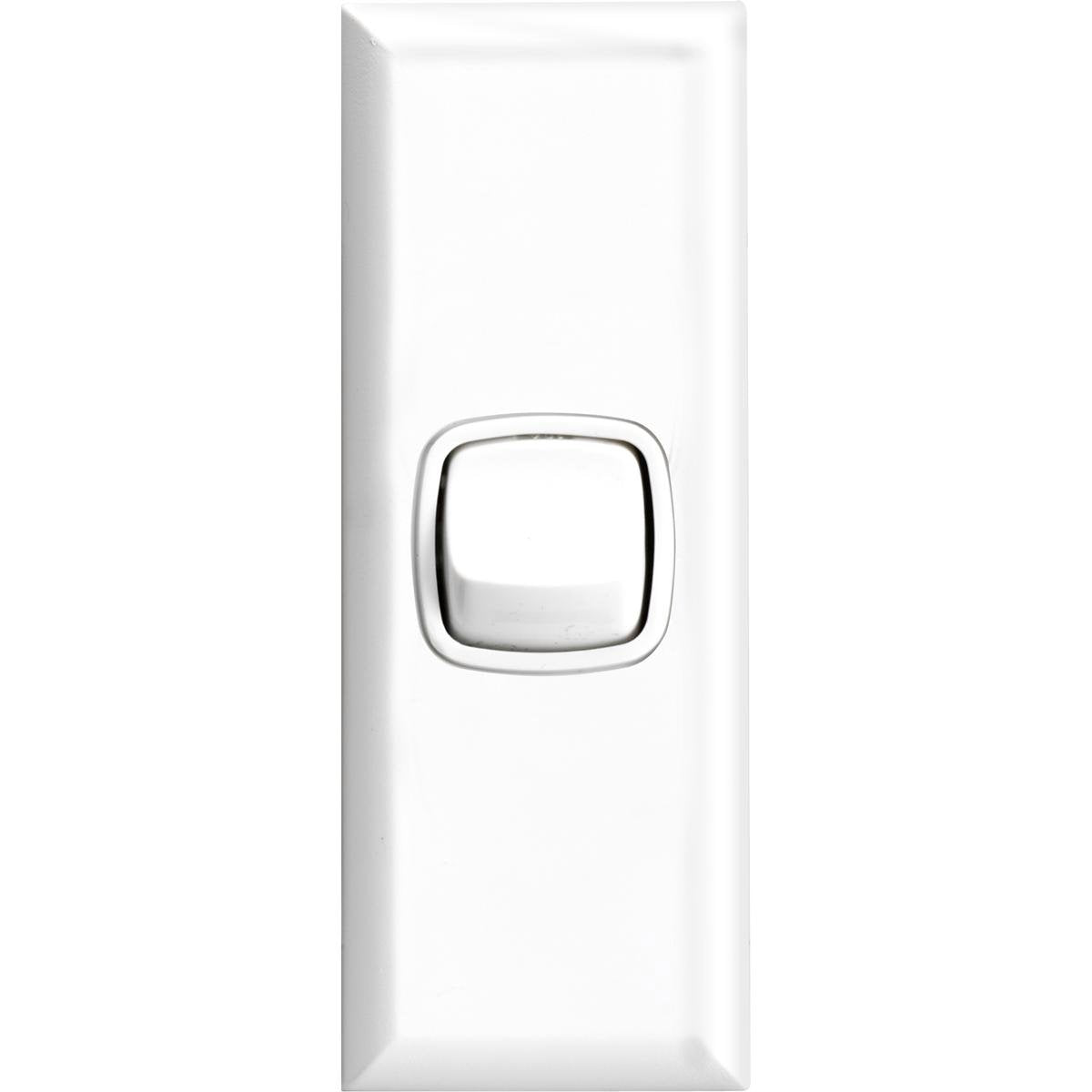 HPM Excel 1 Gang Architrave Switch Matt White 84mm ABS Plastic