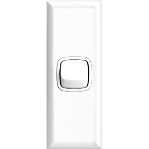 HPM Excel 1 Gang Architrave Switch Matt White 84mm ABS Plastic - SuperSaverAU - view 1