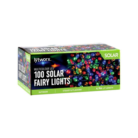 Lytworx Solar Fairy Lights 4.9m Multicolour LED 100 Pack Weather-Resistant - SuperSaverAU - view 1