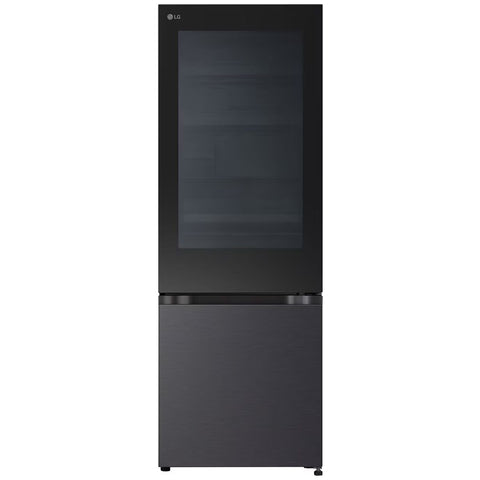 LG 340L Bottom Mount Fridge - Matte Black, InstaView Knock Twice, Non-Plumbed Ice Maker - GB-V300MBL