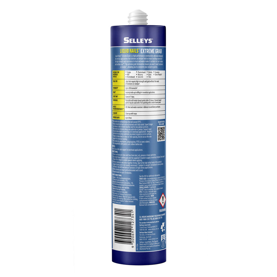 Selleys 290ml Liquid Nails Extreme Grab Construction Adhesive Sil-X Polymer
