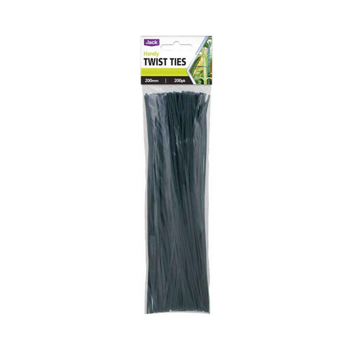 Jack Handy Twist Plant Tie 200mm Wire Plastic 200 Pack Green - SuperSaverAU - view 1